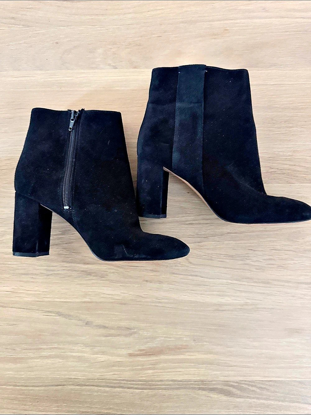Nine West Why Not Ankle Boot Black Suede Leather Heeled Ankle Boots Size 7.5 M